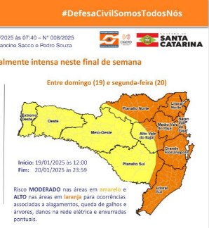 Para domingo alerta laranja e risco de alagamentos e deslizamentos 